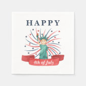 Schattige Patriottisch Rood Wit En Blauw 4 juli Servet (Voorkant)