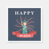 Schattige Patriottisch Rood Wit En Blauw 4 juli Servet (Voorkant)