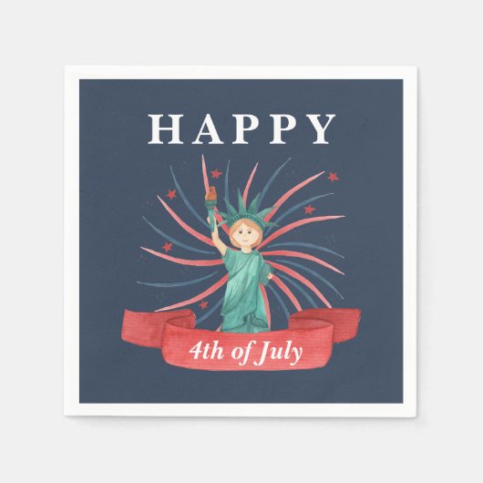 Schattige Patriottisch Rood Wit En Blauw 4 juli Servet (Voorkant)