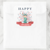 Schattige Patriottisch Rood Wit En Blauw 4 juli Vierkante Sticker (Tas)