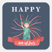 Schattige Patriottisch Rood Wit En Blauw 4 juli Vierkante Sticker (Voorkant)