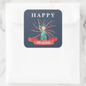 Schattige Patriottisch Rood Wit En Blauw 4 juli Vierkante Sticker (Tas)