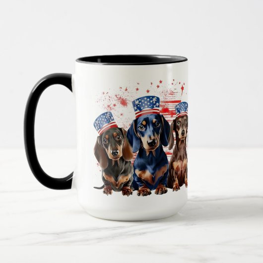SCHATTIGE PATRIOTTISCHE DACHSHUNDHONDEN MOK (Links)