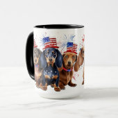 SCHATTIGE PATRIOTTISCHE DACHSHUNDHONDEN MOK (Voorkant links)