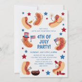 Schattige patriottische hotdog 4 juli uitnodiging (Voorkant)