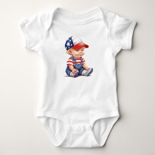 SCHATTIGE PATRIOTTISCHE KLEINE BABY JONGEN ROMPER (Voorkant)