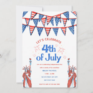 Schattige patriottische uitnodiging voor 4 juli