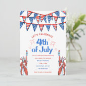 Schattige patriottische uitnodiging voor 4 juli (Staand voorkant)