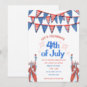 Schattige patriottische uitnodiging voor 4 juli (Voorkant / Achterkant)