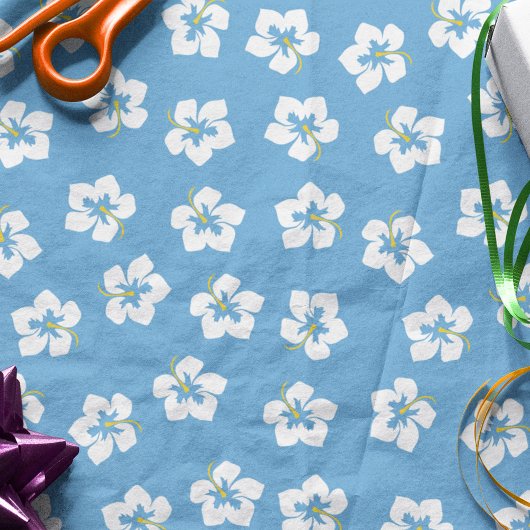 Schattige Patroon Eenvoudig Blauw Chic Floral Tissuepapier