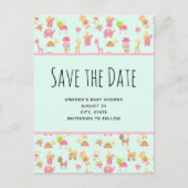 Schattige Patroon met Kwekerijdieren Sla de Datum Uitnodiging Briefkaart (Voorkant)