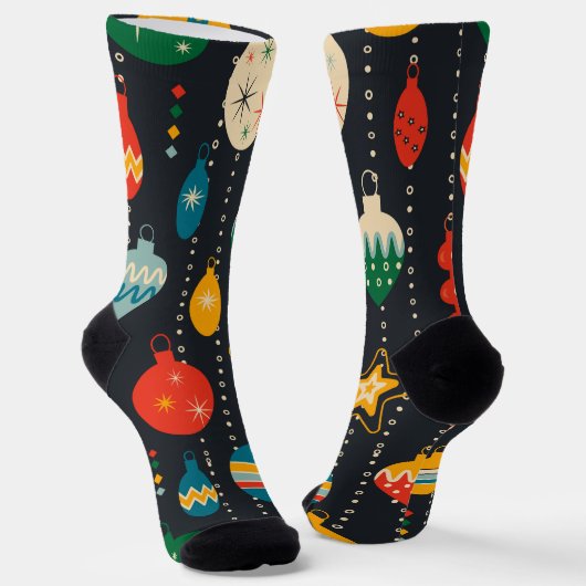 Schattige patroon van ornamenten in marineblauw sokken (Gebogen)