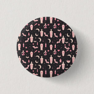 Schattige patroon zwart en roze vampier hekserij ronde button 3,2 cm