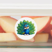 Schattige Pauw met Grote Ogen Kawaii Vogelontwerp Labels (Aangebracht)