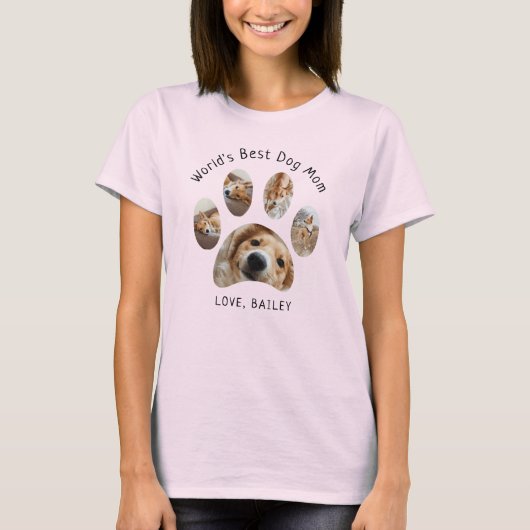 Schattige Paw Pet Fotocollage Beste Hond Mam T-shirt (Voorkant)
