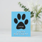 Schattige Paw Print Blauw Gelukkige Verjaardag Briefkaart (Staand voorkant)
