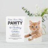 Schattige Paw Prints Aangepaste Foto Pet Verjaarda Kaart (Staand voorkant)