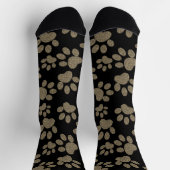 Schattige Paw Prints Pet Lover Pattern Zwart Sokken (Top)