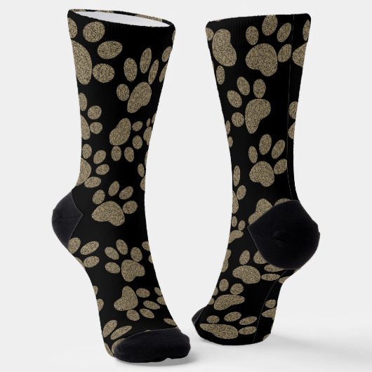 Schattige Paw Prints Pet Lover Pattern Zwart Sokken (Gebogen)