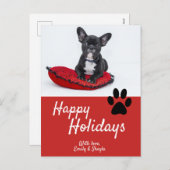 Schattige Paw Red Script Hondenfoto Happy Feestdagenkaart (Voorkant / Achterkant)