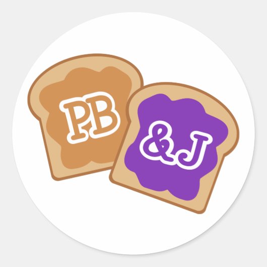 Schattige PB&J Ronde Sticker (Voorkant)