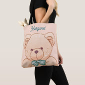 Schattige peachy roze teddy tas (Dichtbij)