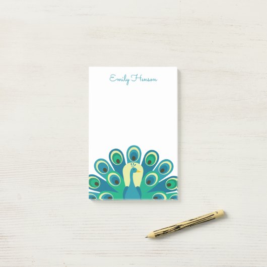 Schattige Peacock gepersonaliseerd Post-it Notitie Post-it® Notes (Op bureau)