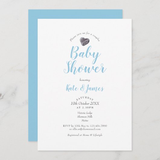Schattige Pebble Heart Couples Baby shower / Stroo Kaart (Voorkant / Achterkant)