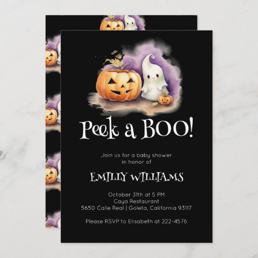 Schattige Peek-A-Boo Baby shower Kaart (Voorkant / Achterkant)