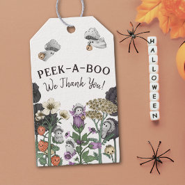 Schattige Peek-a-Boo Halloween Baby shower Favorie Cadeaulabel