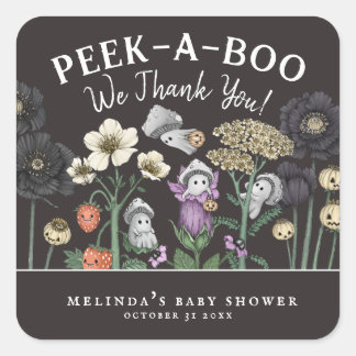 Schattige Peek-a-Boo Halloween Baby shower Favorie Vierkante Sticker