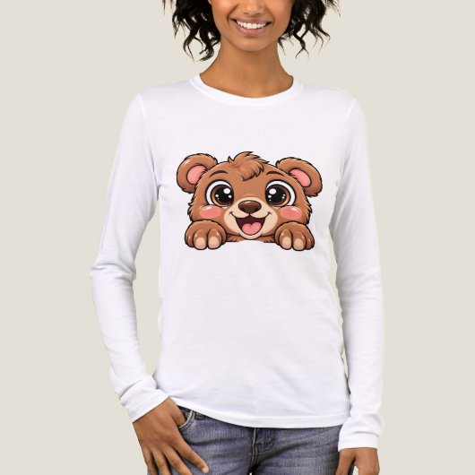 Schattige Peekaboo Beer Tri-Blend Shirt (Voorkant volledig)