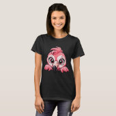 Schattige Peekaboo Flamingo T-shirt (Voorkant volledig)