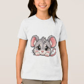 Schattige Peekaboo Muis Tri-Blend Shirt (Voorkant)