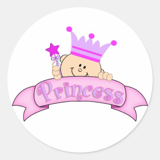 Schattige Peeking Baby Princess Ronde Sticker (Voorkant)
