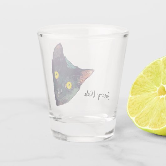 Schattige Peeking Cat Gesponnen-y Vida Shot Glass Shot Glas (Achterkant)