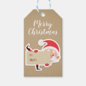 Schattige Peeking Santa Christmas Gift Label Cadeaulabel (Voorkant)