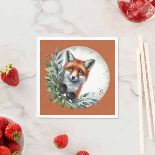 Schattige peeking woodland vos party servet (Insitu)