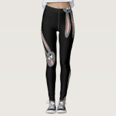 Schattige Peeping Easter Bunnies Zwart Grijs Mode Leggings (Voorkant)