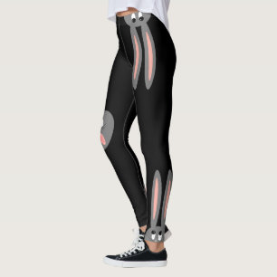 Schattige Peeping Easter Bunnies Zwart Grijs Mode Leggings