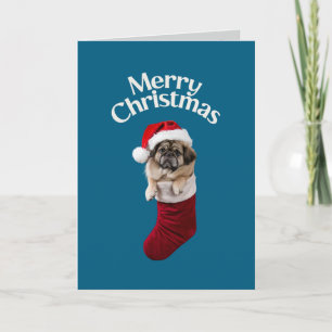 Schattige Pekinese Kerstvakantie Kaart