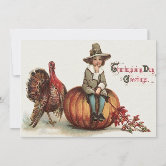 Schattige pelgrim kalkoen pompoen herfstbladeren (Voorkant)