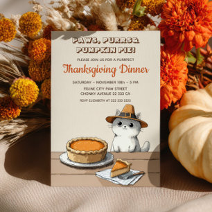 Schattige Pelgrim Kat Purrfecte Thanksgiving-diner Kaart