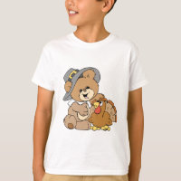 schattige pelgrim teddybeer met kalkoen