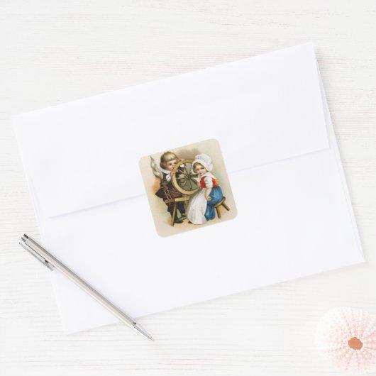 Schattige  pelgrims vierkante sticker (Envelop)