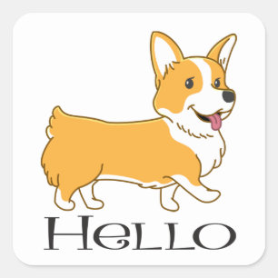 Schattige Pembroke Corgi Puppy Hond Liefhebber Hal Vierkante Sticker