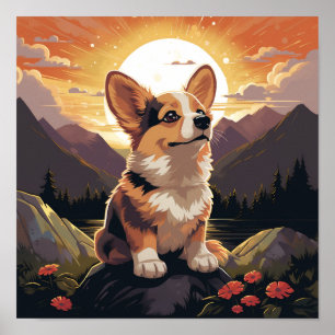 Schattige Pembroke Welsh Corgi Puppy Hond  Poster