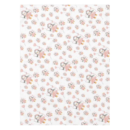 Schattige Penguin Ballerina Roze Tafelkleed (Voorkant)