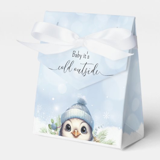 Schattige Penguin Blue Boy Baby shower Bedankdoosjes (Voorkant Zijde)