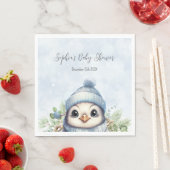 Schattige Penguin Blue Boy Winter Baby shower serv Servet (Insitu)